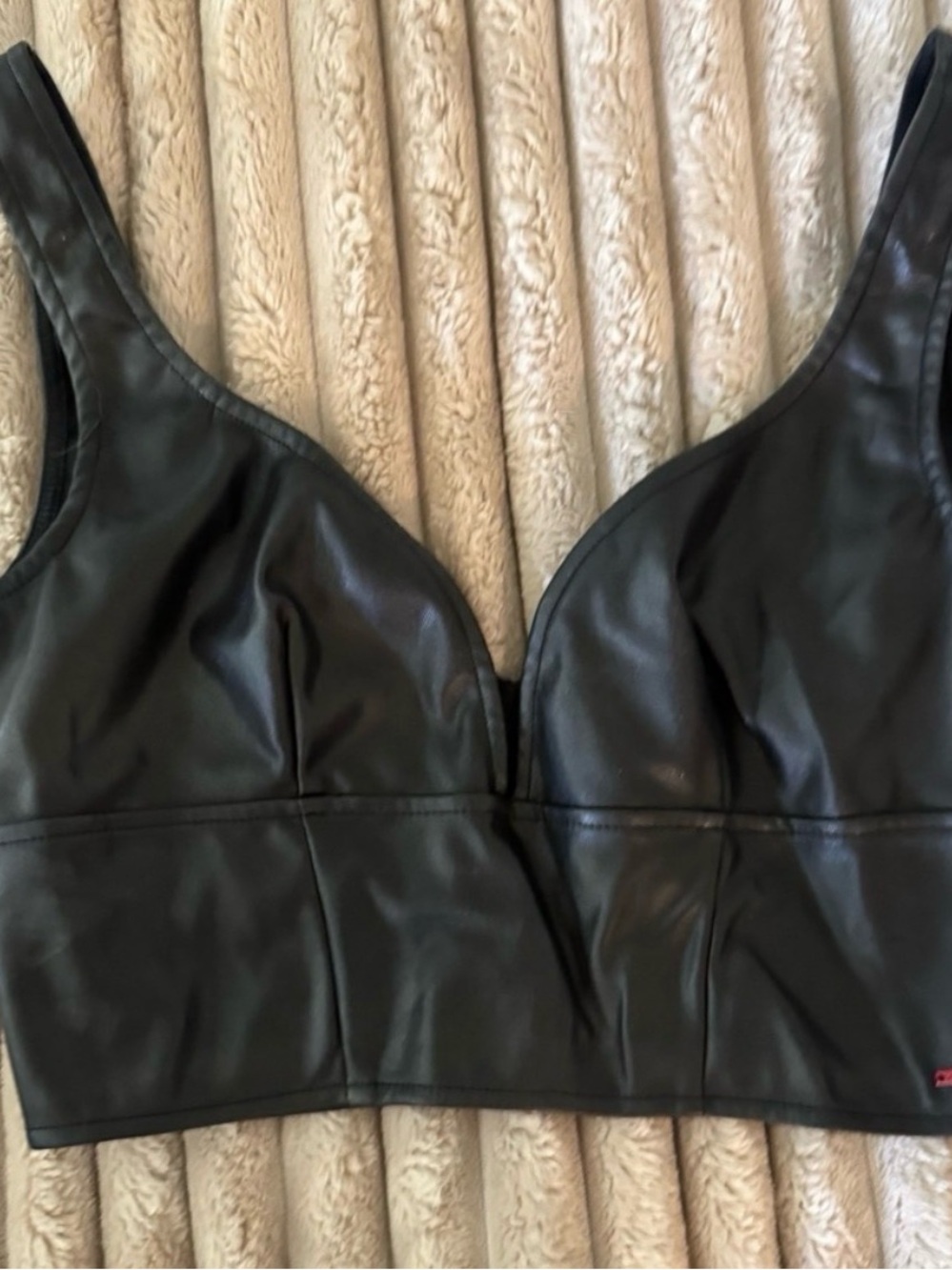 Faux Leather Black Crop Tank Top